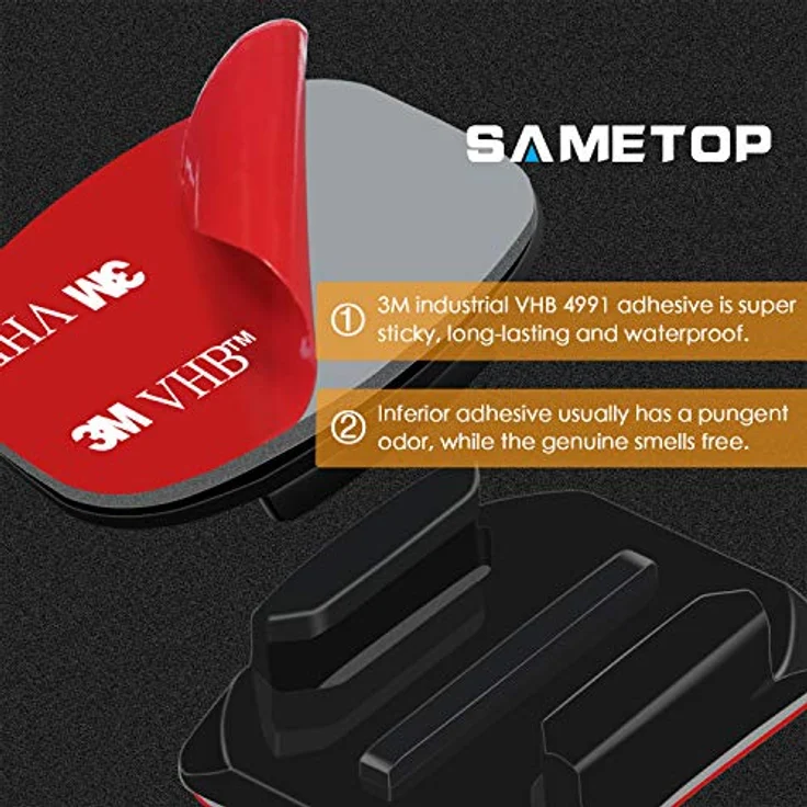Sametop Klebepads Klebehalterungen 3M, Wasserfeste Helmhalterungen für GoPro Hero 13-4 und DJI Osmo Action, 6 Stück (3 gebogen, 3 gerade) – Bild 4