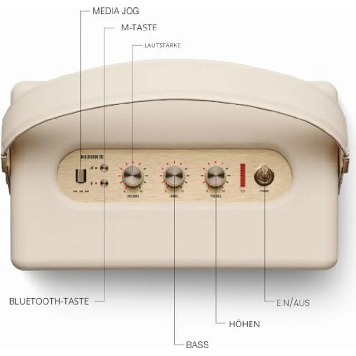 MARSHALL Kilburn III Bluetooth Lautsprecher, Cream, 360°-Sound, wasserfest, über 50 Stunden Akkulaufzeit, Powerbank-Funktion – Bild 6