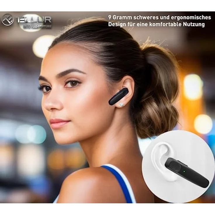 Tellur Vox 155 Black, Bluetooth Headset mit Aktiver Geräuschunterdrückung und 9h Akkulaufzeit, Kabellos, Schwarz – Bild 8