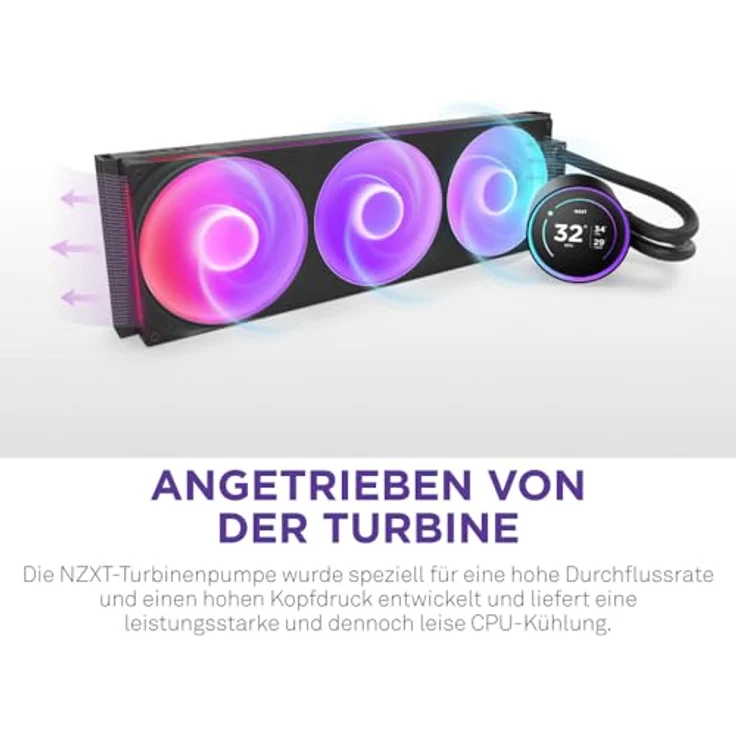 NZXT Kraken Elite 420 RGB 2025, AIO CPU Flüssigkeitskühler mit 420mm Radiator, 2,72" IPS LCD und F420 RGB Core Lüfter, kompatibel mit AMD® AM5/AM4 und Intel® LGA 1851/1700/1200/115X, Schwarz – Bild 2