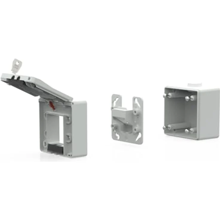 Metz Connect Aufputz-Gehäuse für Keystone Module, IP44, grau, mit plombierbarem Klappdeckel und zwei Schlüsseln – Bild 2