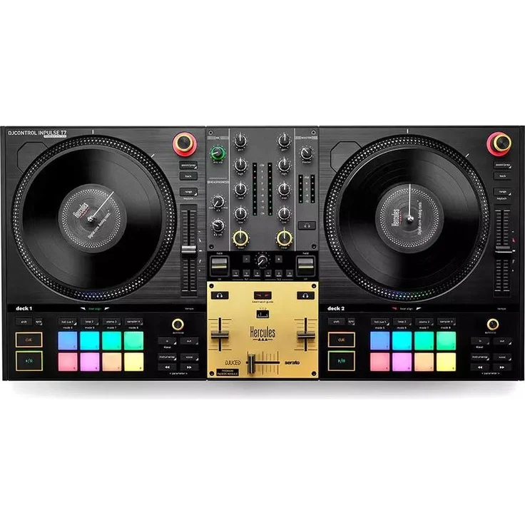 Hercules DJ Control Inpulse T7 Premium, DJ Controller mit 24 Bit Audioauflösung, kompatibel mit DJUCED und Serato DJ, robuste Bauweise