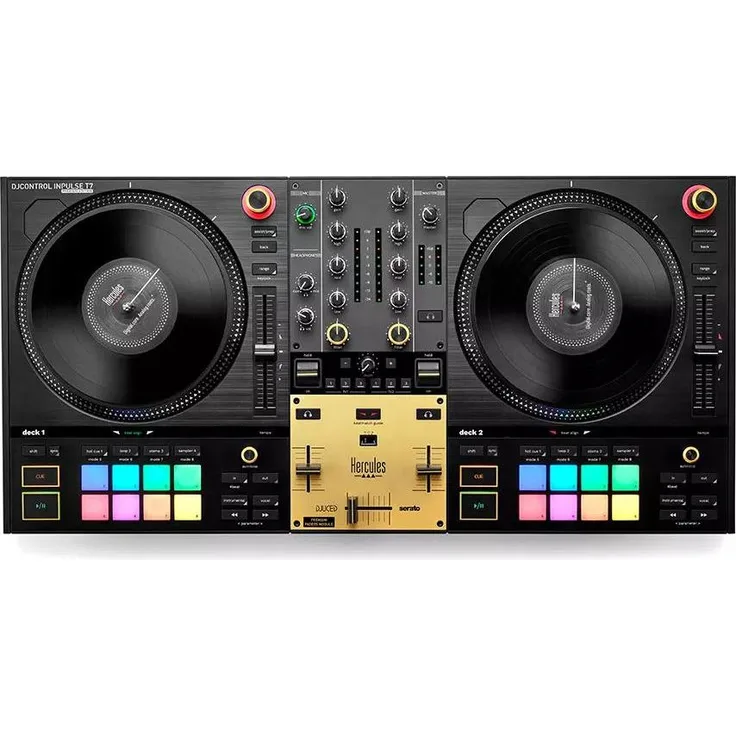 Hercules DJ Control Inpulse T7 Premium, DJ Controller mit 24 Bit Audioauflösung, kompatibel mit DJUCED und Serato DJ, robuste Bauweise
