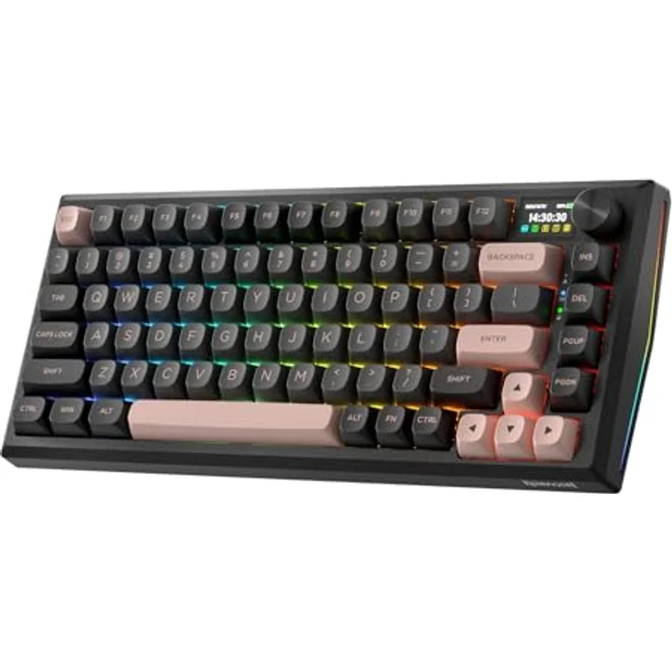 Redragon K720, kabellose CNC-Gasket-Gaming-Tastatur mit Hype-Bildschirm, 81 Tasten, 1,14-Zoll-TFT-Infodisplay, 5-lagige Geräuschdämpfung, lineare Schalter, US-QWERTY-Layout – Bild 1