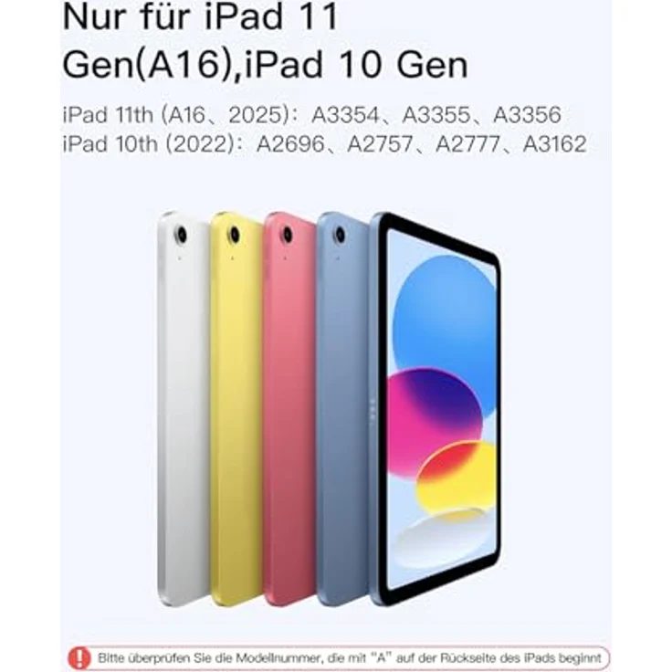 Inateck Tastatur Hülle für iPad 10/11 Generation 2025 A16, mit Touchpad, freitragendem Ständer und 7-farbiger Hintergrundbeleuchtung – Bild 2
