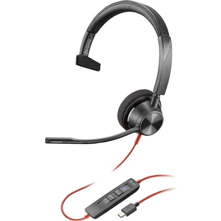 Poly Blackwire 3310-M, Microsoft Teams zertifiziertes USB-C-Headset, Mono, kabelgebunden, 32 Ohm, 20 Hz - 20 kHz, On-Ear, 2,2 m Kabel