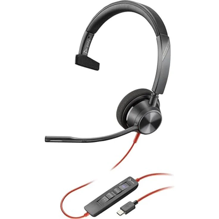 Poly Blackwire 3310-M, Microsoft Teams zertifiziertes USB-C-Headset, Mono, kabelgebunden, 32 Ohm, 20 Hz - 20 kHz, On-Ear, 2,2 m Kabel