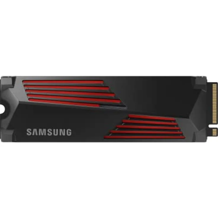 Samsung 990 PRO Heatsink M.2 NVMe SSD (MZ-V9P2T0CW), 2 TB, PCIe 4.0, 7.450 MB/s Lesen, 6.900 MB/s Schreiben, SSD mit Kühlkörper und RGB-Licht für Konsolen-Gaming und Videobearbeitung