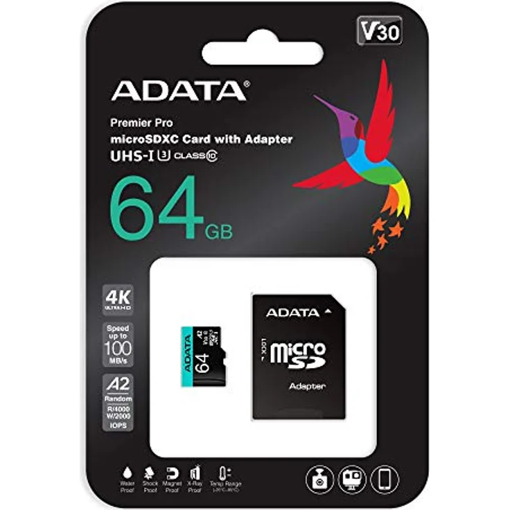 ADATA Premier Pro 64GB microSDXC-SDHC UHS-I U3 Class 10(V30S) Speicherkarte, schwarz – Bild 3