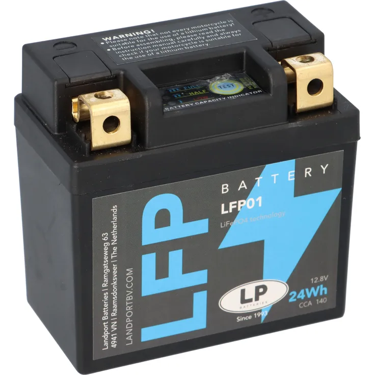 Landport LFP01, LiFePO4 Motorrad Startbatterie 12,8V 24Wh, wartungsfrei und flexibel installierbar