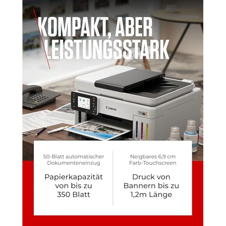 Canon MAXIFY GX6150 kompakter Büro-Drucker – Farbdrucker & Scanner All-in-One WLAN | MegaTank Tintenstrahldrucker mit Kopierer & Scanner | Wi-Fi, Ethernet & USB-Anschluss – Bild 4