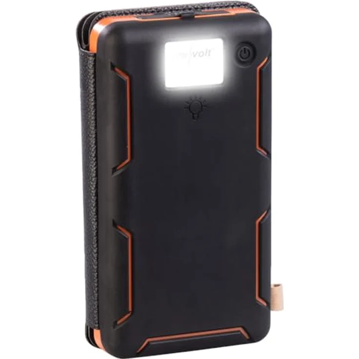 revolt Taschenlampe: Solar-Powerbank mit faltbarem 8-W-Solarpanel, LED-Lampe, 16 Ah, 2,1 A (Outdoor Powerbank, Spritzwassergeschützt, 120 Lumen) – Bild 5