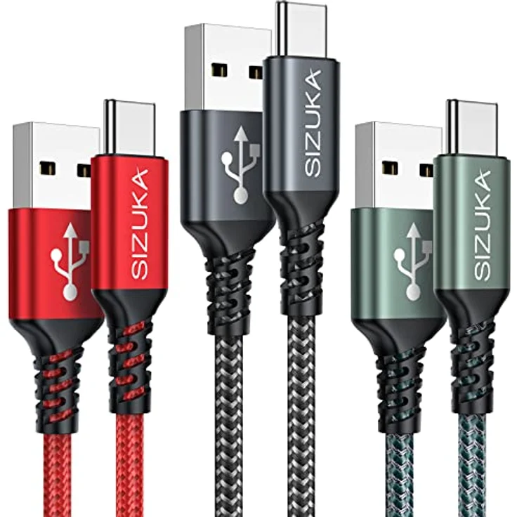 SIZUKA USB C Kabel, [3 Stück 2M] Ladekabel USB C Fast Charge mit 3.1A, hohe Haltbarkeit für Samsung Galaxy S22 S21 S20 S10 S9 S8 Plus, Note 10 9 8, A71 A53 A33 A20 und mehr – Bild 1