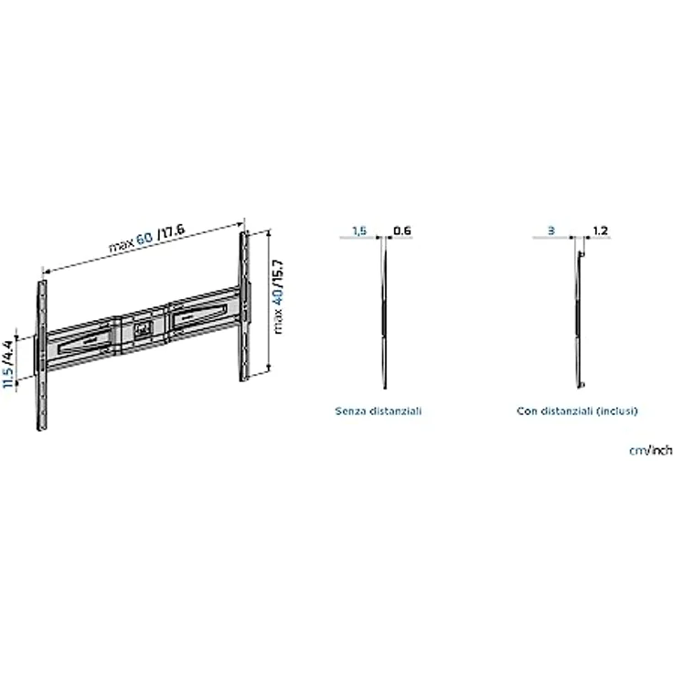 Meliconi Slimstyle Plus 600 S, Feste TV-Wandhalterung, für 50-86 Zoll TVs, Vesa 300-400-600, hergestellt in Italien, weiß – Bild 3