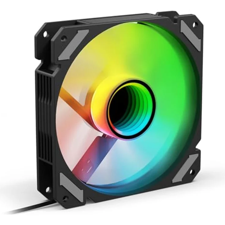 Sharkoon ARGB-Gehäuselüfter 120 mm, Reverse Modell mit Infinity-Spiegeleffekt, 500–1500 U/min, Schwarz – Bild 1