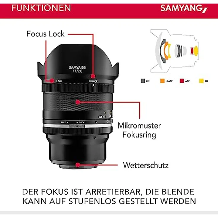 Samyang MF 14mm F2,8 MK2 Sony E ? Weitwinkel Objektiv manueller Fokus für Vollformat und APS-C Festbrennweite Sony E Mount, 2. Generation A6300, A7 III, A7R III, A6400, A7R IV, A6100, A6600, A9 II – Bild 3