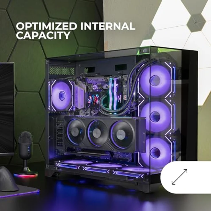 Mars Gaming MC-VISION, PC-Tower-Gehäuse mit gehärtetem Glas, Dual-Chamber-Design, Schwarz – Bild 5