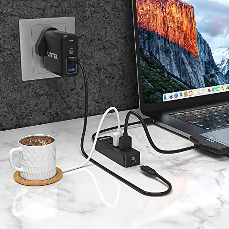 UNITEK Active Hub 10W mit integriertem 15cm Kabel mit USB-C Plug Ports 4xUSB-3.1 und 1xUSB-C 5V2A Sofortige Datenübertragung von bis zu 5 Gbps und sicheres Aufladen Plug and Play – Bild 4