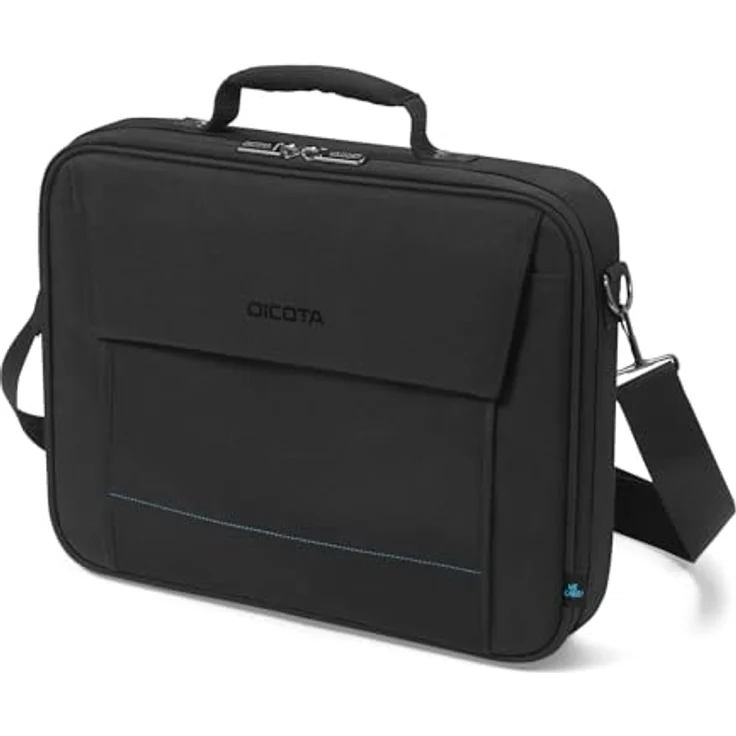 Dicota Sacoche Multi TWO, Notebooktasche für Laptops bis 16 Zoll, Schwarz, leichtes rPET Polyester, mit Trolley-Band und mehreren Fächern – Bild 1