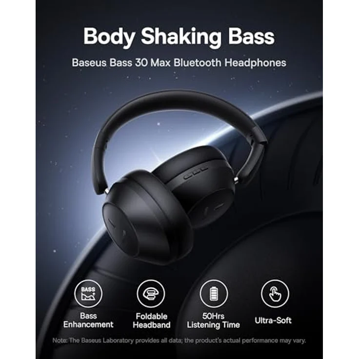 Baseus Bass 30 Max Wireless Bluetooth In-Ear Kopfhörer 5.3 - Schwarz, Bluetooth 5.3, bis zu 50 Stunden Wiedergabe, USB-C-Ladeanschluss – Bild 2