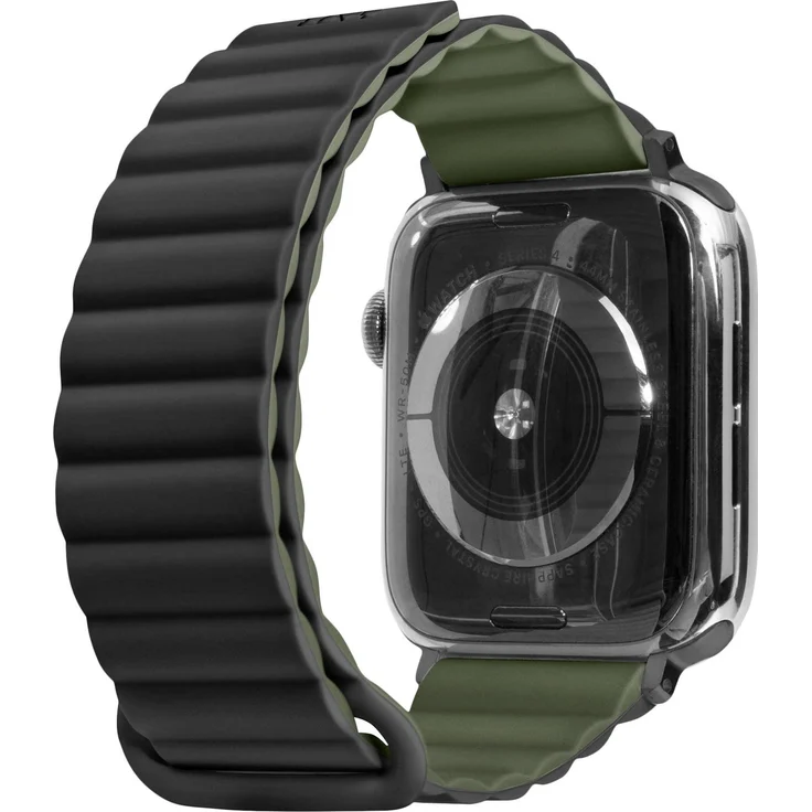 Laut NOVI SPORT Navy Magnetic Band für Apple Watch - Schwarz, Silikonarmband mit verstellbarem Magnetverschluss und schnellverschluss, schweißresistent