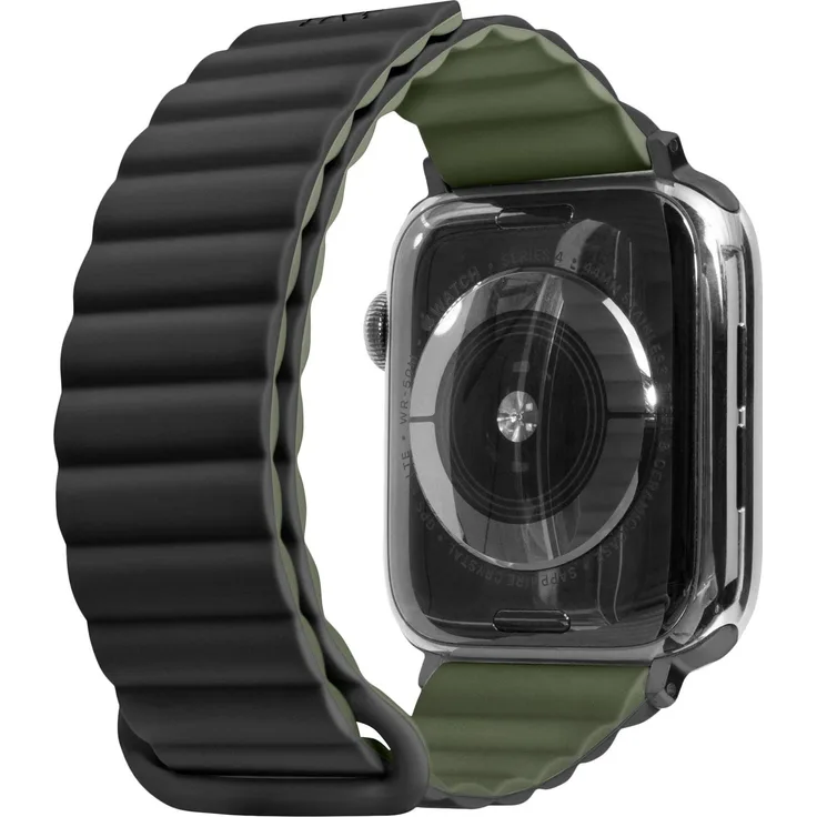 Laut NOVI SPORT Navy Magnetic Band für Apple Watch - Schwarz, Silikonarmband mit verstellbarem Magnetverschluss und schnellverschluss, schweißresistent