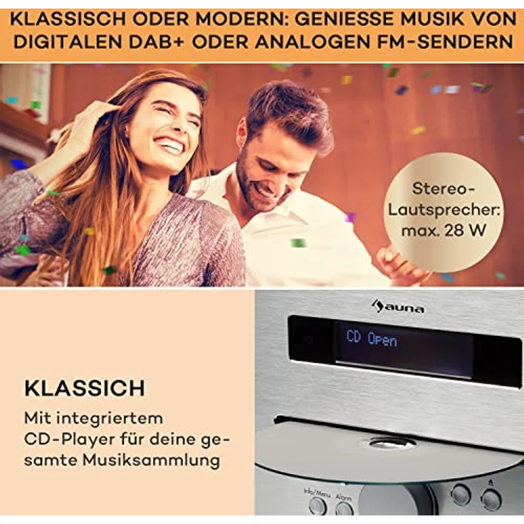 Silver Star CD-DAB 2x20W max. Slot-In CD-Player DAB+ BT Alu weiß Braun – Bild 4