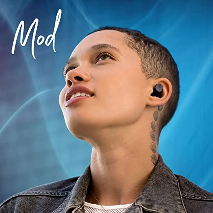 SKULLCANDY Mod Bluetooth Wireless In-Ear-Kopfhörer, Verwendung mit iPhone und Android, Ladekoffer, Kachel und Mikrofon, IPX4 schweißbeständig – Grau/Blau – Bild 5