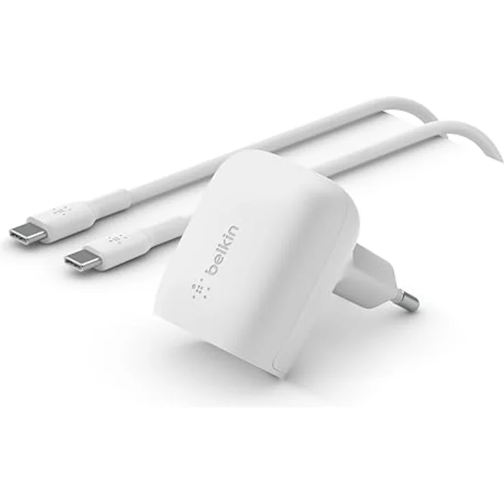 Belkin 20-W-USB-C Power Delivery Schnellladegerät, zertifiziert für USB-C PD 3.1 PPS, Taschenformat, iPhone 15, Pro, Max, Mini, iPad, Galaxy, Pixel - Weiß – Bild 1