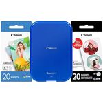 Canon Zoemini 2 Mini Fotodrucker mobil tragbar unterwegs Hosentasche Printing KIT (Fotodruck 5x7,6 cm, Smartphone + Tablet, eingebauter Akku) Marineblau [+ 20er Zink Druck-Set + 10er Circle Sticker]