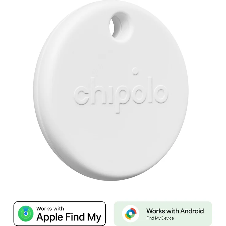 Chipolo POP Tracker, kompatibel mit Apple & Google Find My, lauter Signalton, bis zu 1 Jahr Batterielaufzeit, Weiss
