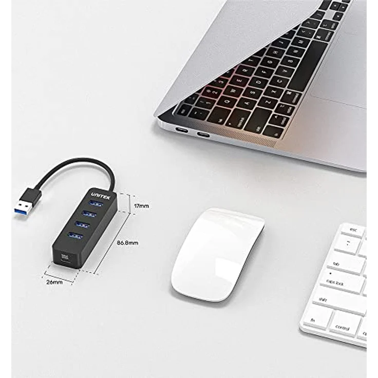 UNITEK Active Hub 10W mit integriertem 15cm Kabel mit USB-C Plug Ports 4xUSB-3.1 und 1xUSB-C 5V2A Sofortige Datenübertragung von bis zu 5 Gbps und sicheres Aufladen Plug and Play – Bild 5