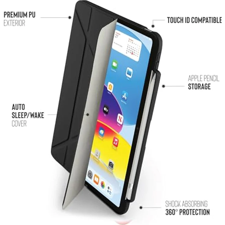 Pipetto Origami No3 Pencil Case, Tablet-Hülle für iPad 10,9" (10. Gen), antimikrobiell, abwischbar, 5 Standpositionen – Bild 5