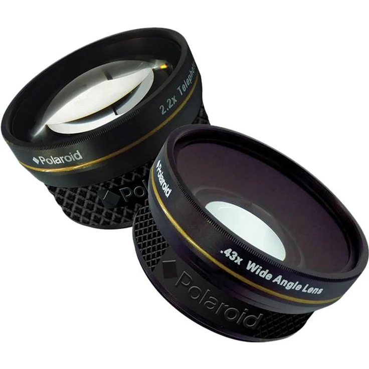 Polaroid PLKIT37WT, Objektivkonverter mit 2.2x Tele- und 0.43x Weitwinkel-Funktion, Schwarz