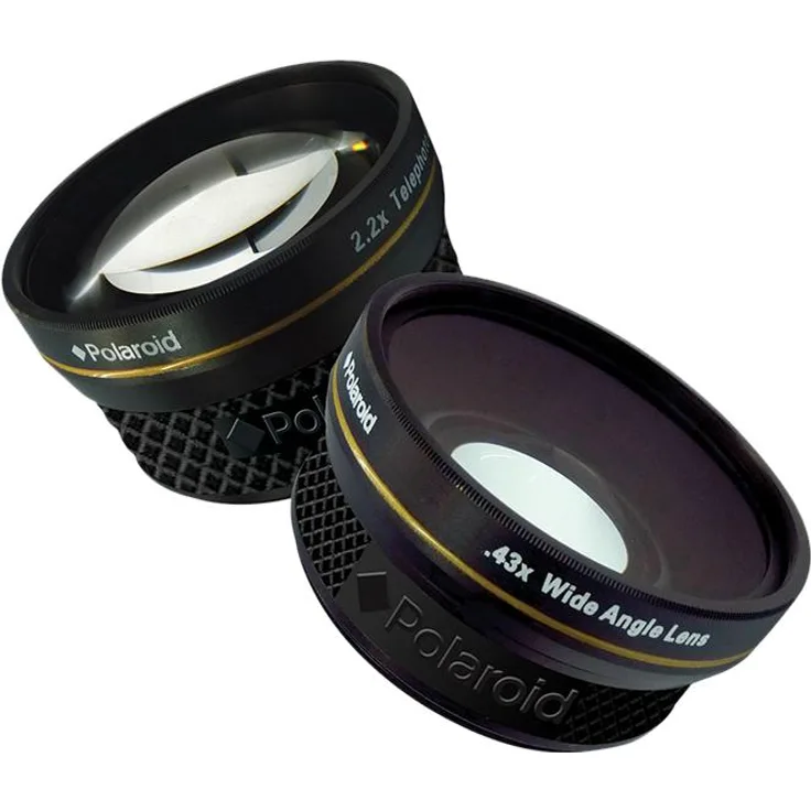 Polaroid PLKIT37WT, Objektivkonverter mit 2.2x Tele- und 0.43x Weitwinkel-Funktion, Schwarz