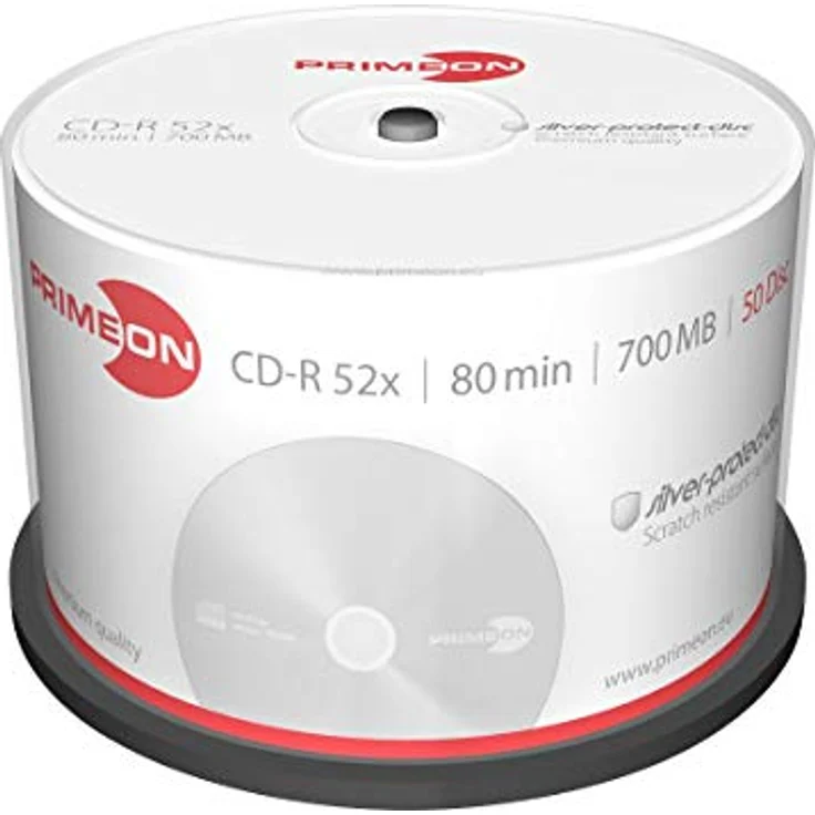 PRIMEON CD-R 80Min-700MB-52x Cakebox (50 Disc), silver-protect-disc Surface - Preisvergleich – Bild 2