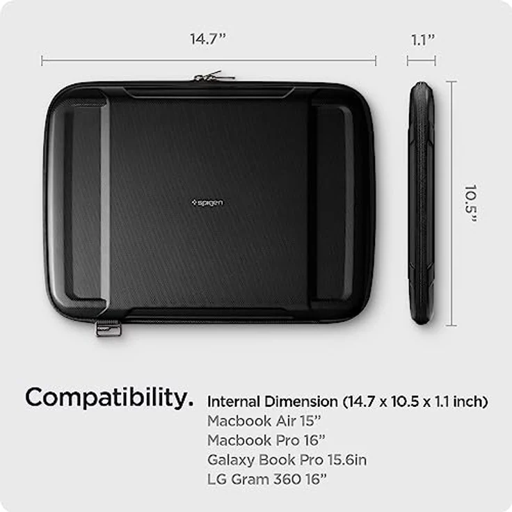 Spigen Rugged Armor Pro Tasche MacBook 16" Zoll Pouch Kompatibel mit M3 Pro / M3 Max / M2 / M2 Pro / M2 Max / M1 Pro und M1 Max (2023/2021) - Schwarz – Bild 2