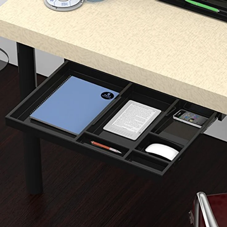 SOTECH Utensilien-Auszug Schubladenschiene Vollauszug UTENSILO 566 x 390 x 36 mm Schreibtischauszug schwarz – Bild 1