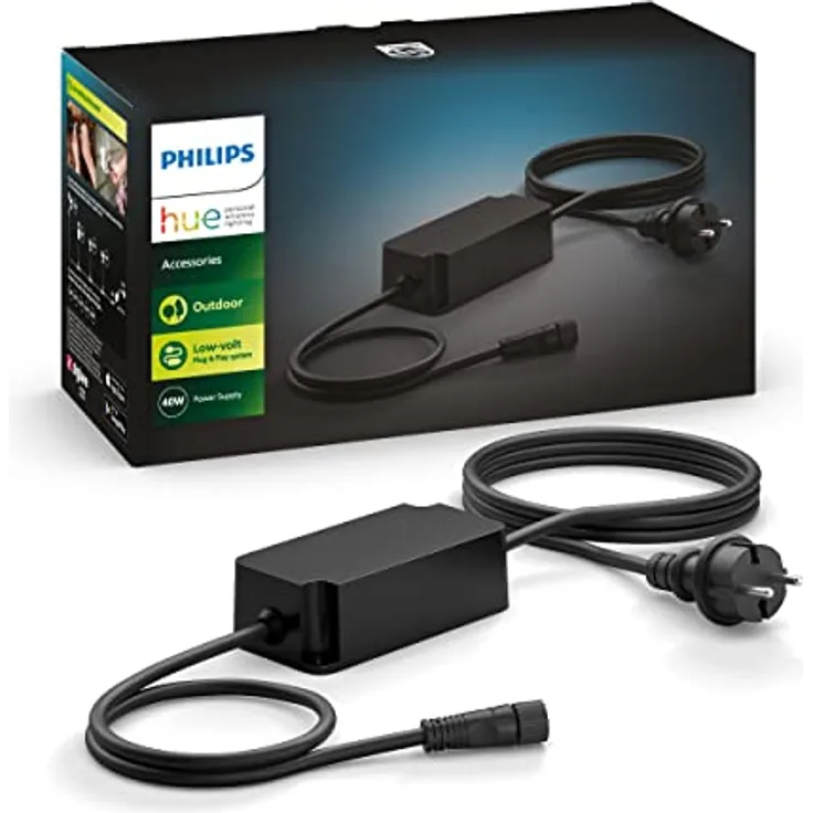 Philips Hue Outdoor Netzteil 40W, steuerbar via App, kompatibel mit Amazon Alexa (Echo, Echo Dot), schwarz, wetterfest
