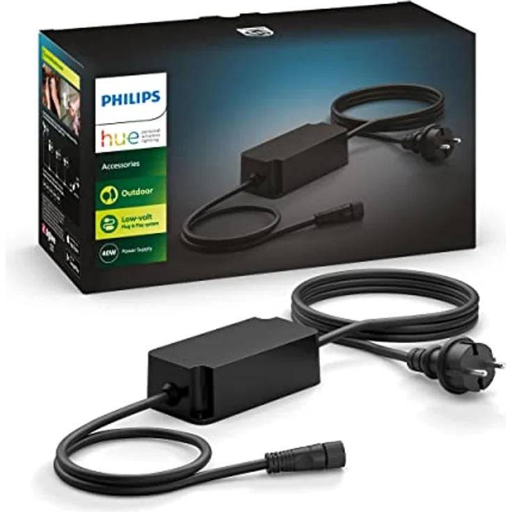 Philips Hue Outdoor Netzteil 40W, steuerbar via App, kompatibel mit Amazon Alexa (Echo, Echo Dot), schwarz, wetterfest – Bild 1