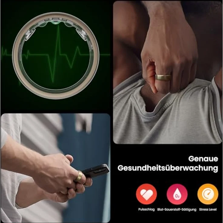 Amazfit Helio Ring Größe 12, Smart Ring mit Schlafüberwachung, Herzfrequenzmessung, 10 ATM Wasserdichtigkeit - 3,82g ultraleichter Fitness Tracker mit bis zu 4 Tagen Batterielaufzeit – Bild 3