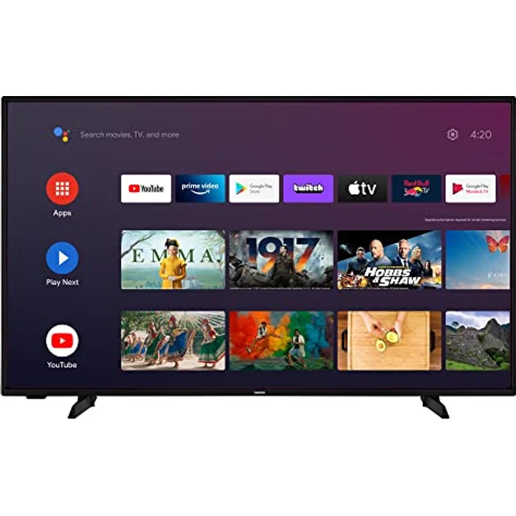 Lenco LED-4353 Fernseher - 43 Zoll Smart TV - Ultra HD - HDR - Stereo Lautsprecher - Triple Tuner - HDMI x3 - WLAN - Ethernet - VGA - Android TV - Bluetooth - schwarz – Bild 5