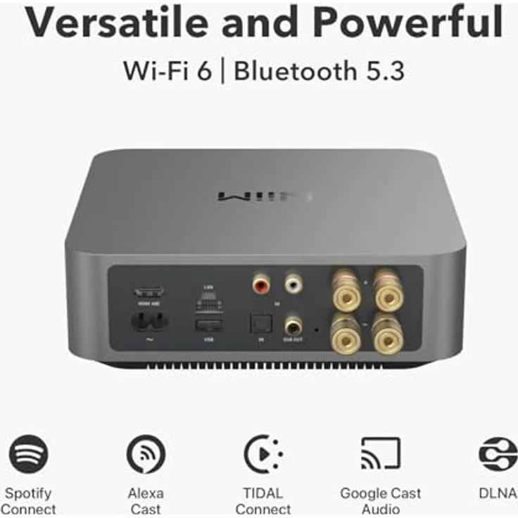 WiiM Amp Pro: Multiroom-Streaming-Verstärker | Kompatibel mit Google Cast, Alexa | HDMI, Sprachsteuerung | Streaming von Spotify, Amazon Music, Tidal & mehr - Dark Gray – Bild 2