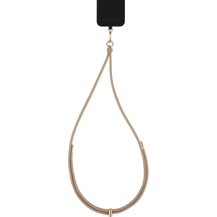 iDeal Of Sweden Cord Phone Strap Beige, Smartphone Halterung für alle Cases mit mittigem Ladeanschluss, Braun