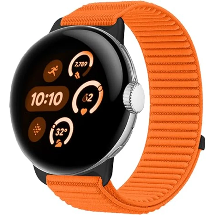 GIOPUEY Armband Kompatibel mit Google Pixel Watch 4/3/2/1 41mm, geflochtenes Nylon, elastisch, unisex, orange, atmungsaktiv und anpassbar – Bild 1