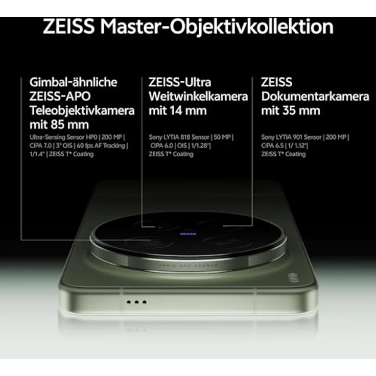 Vivo X300 Ultra Smartphone 1 TB, 16 GB RAM, 200 MP Triple-Kamera, 6600 mAh Akku, 5G, Dual SIM, Schwarz – Bild 2