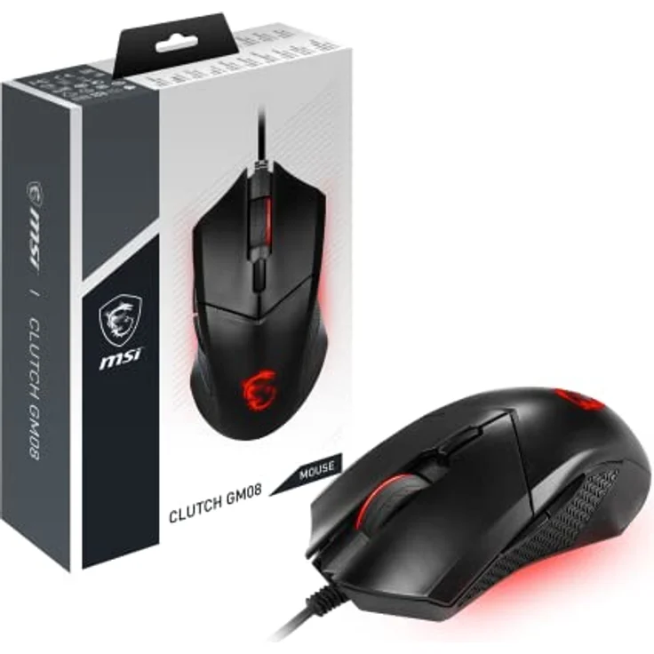 MSI CLUTCH GM08 Optical Gaming Mouse ''4200 DPI Optical Sensor, 6 Programmable button (Kabelgebunden), Maus, Schwarz – Bild 6
