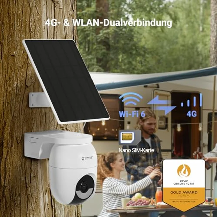 EZVIZ CB8 Lite 4G Überwachungskamera mit 360° PTZ, 4MP, Farb-Nachtsicht, 2-Wege-Audio, Person/Fahrzeugerkennung und 5W Solarpanel – Bild 3
