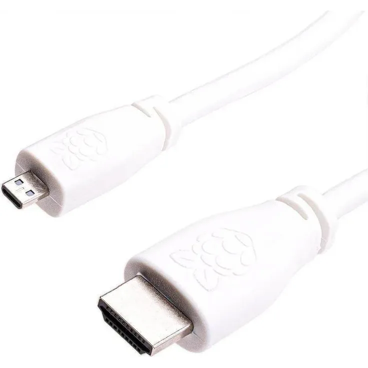 Raspberry Pi Micro HDMI zu HDMI Kabel, 2M, 4K@60Hz, weiß, kompatibel mit Raspberry Pi 4 und 5
