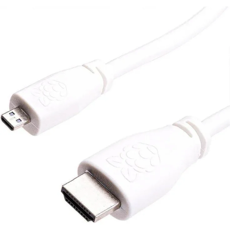 Raspberry Pi Micro HDMI zu HDMI Kabel, 2M, 4K@60Hz, weiß, kompatibel mit Raspberry Pi 4 und 5